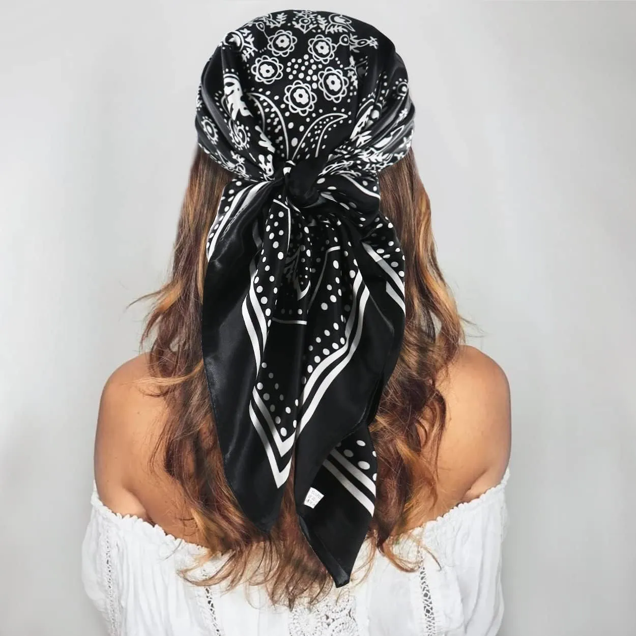vimate 35" Square Silk Like Head Scarf - Women's Fashion Satin Scarf Bandana for Hair Wrapping at Night.