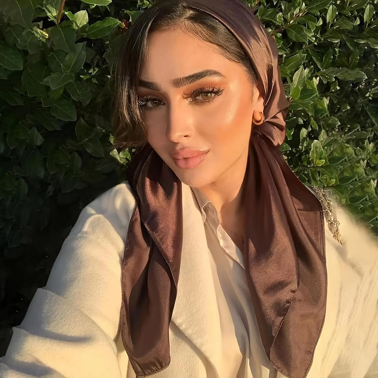 vimate 35" Square Silk Like Head Scarf - Women's Fashion Satin Scarf Bandana for Hair Wrapping at Night.