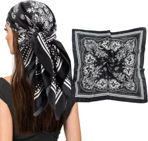 vimate 35" Square Silk Like Head Scarf - Women's Fashion Satin Scarf Bandana for Hair Wrapping at Night.