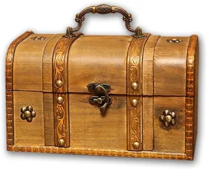 Vintage Wooden Jewelry Boxes, Retro Handmade Decorative Treasure Trinket Chests Storage Organizer, Wood Gift Holder Case Box for Ring Earrings Necklace Keepsake Ceremony Ladies Women 8.4"