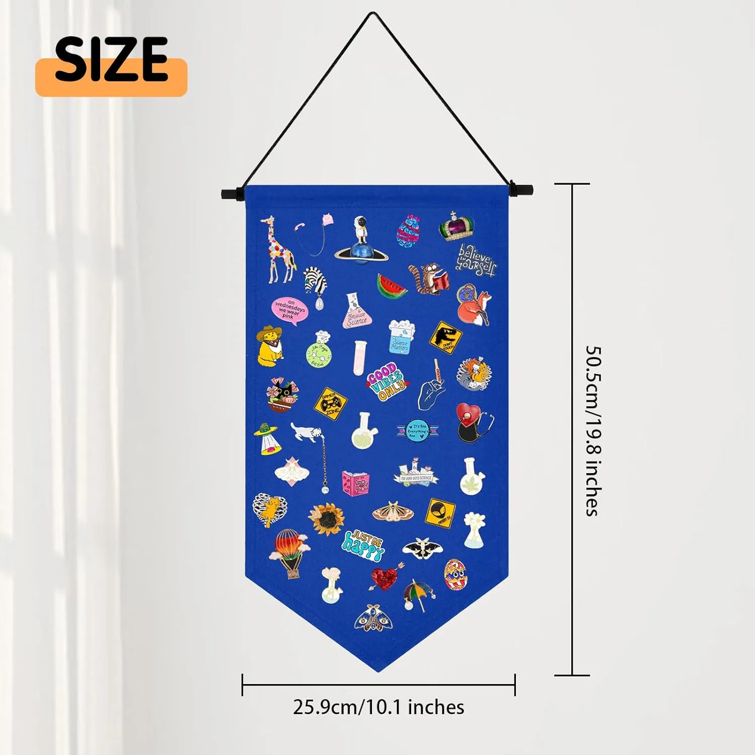 Wall Hanging Brooch Jewelry Storage Case Canvas Display Stand Enamel Pin Display Banner Holder Earrings Necklace Glitter Pin Collection Organizer (Blue)