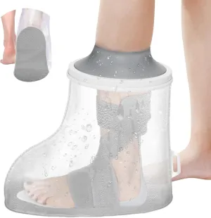 Waterproof Foot Cover for Shower Adult with Upgraded Non-Slip Bottom, Shower Boots for Foot after Surgery, Watertight Ankle Cast Protector Showeing Boot Cover for Bandage Dressing Wound, Reusable