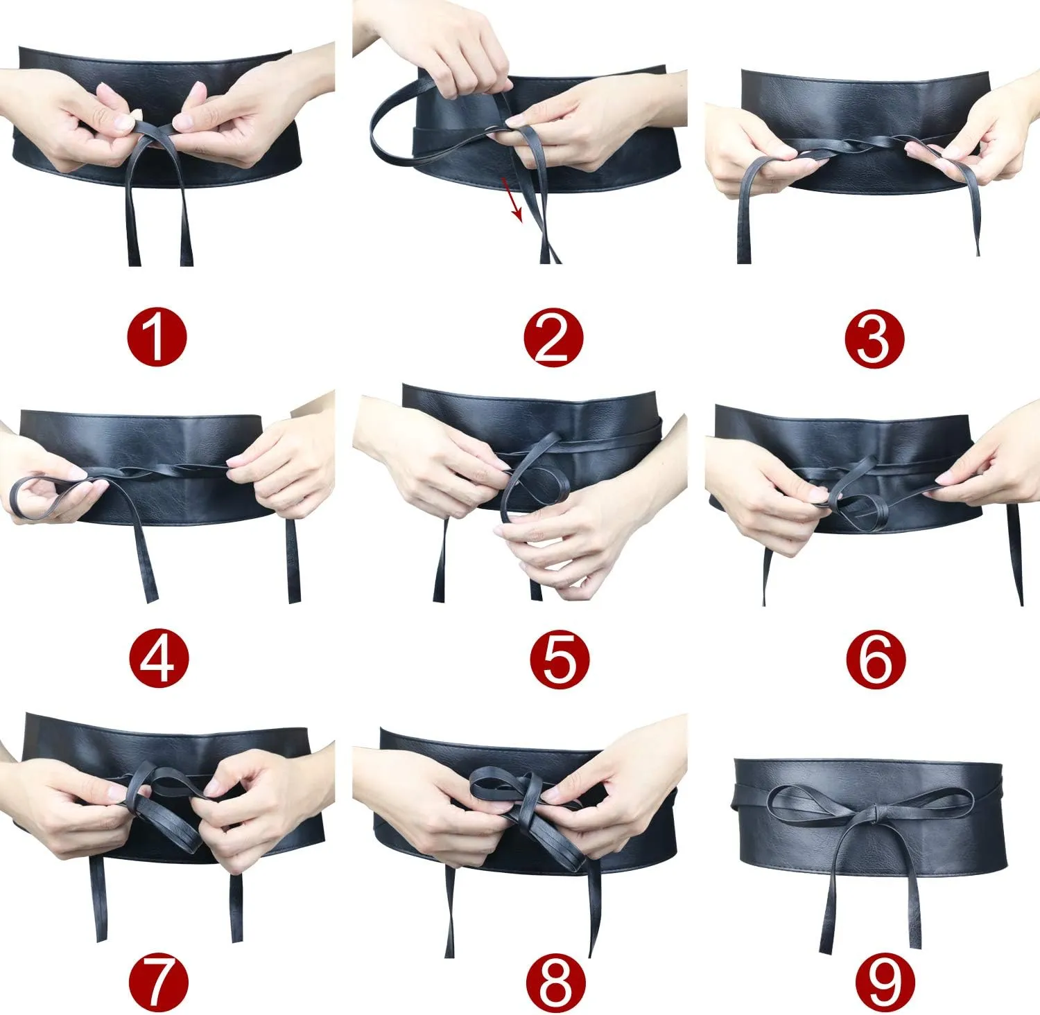 Wide Obi Belts for Women Thick Faux Leather Corset with Lace Up Wrap Style