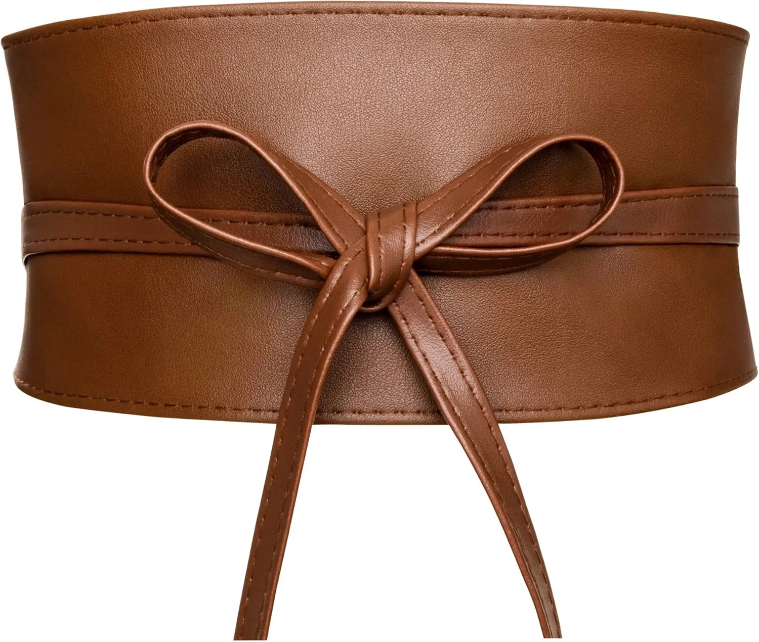 Wide Obi Belts for Women Thick Faux Leather Corset with Lace Up Wrap Style