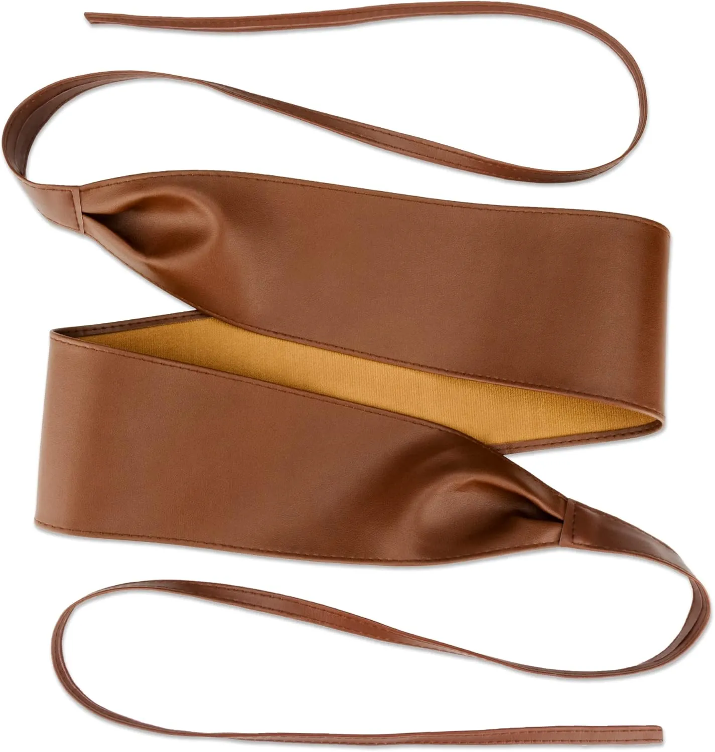 Wide Obi Belts for Women Thick Faux Leather Corset with Lace Up Wrap Style