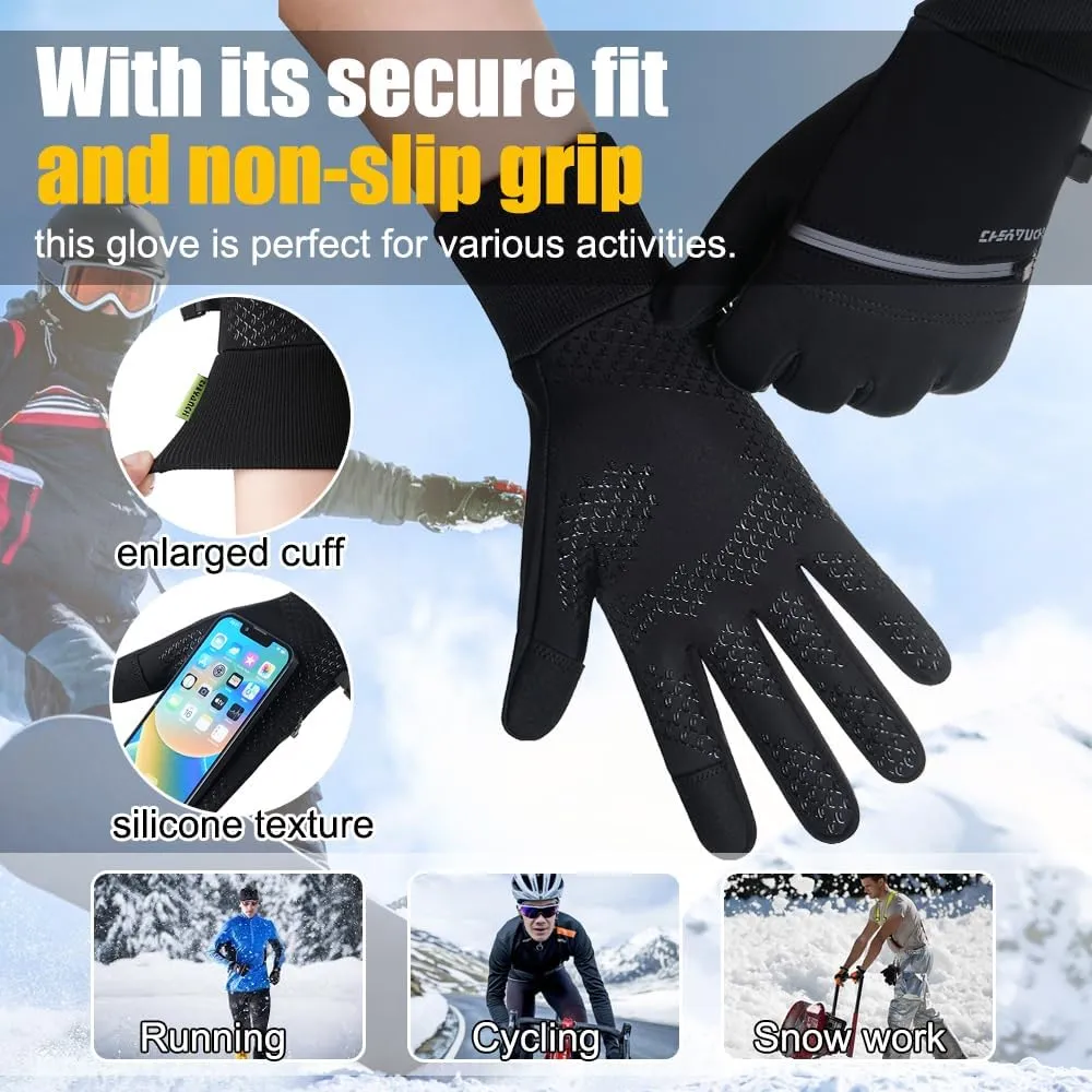 Winter Gloves - Waterproof Thermal Sport Gloves for Running, Cycling, Driving & Hiking - Touchscreen Compatible