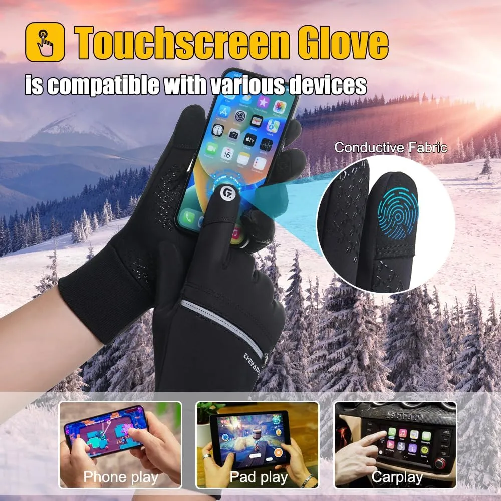 Winter Gloves - Waterproof Thermal Sport Gloves for Running, Cycling, Driving & Hiking - Touchscreen Compatible