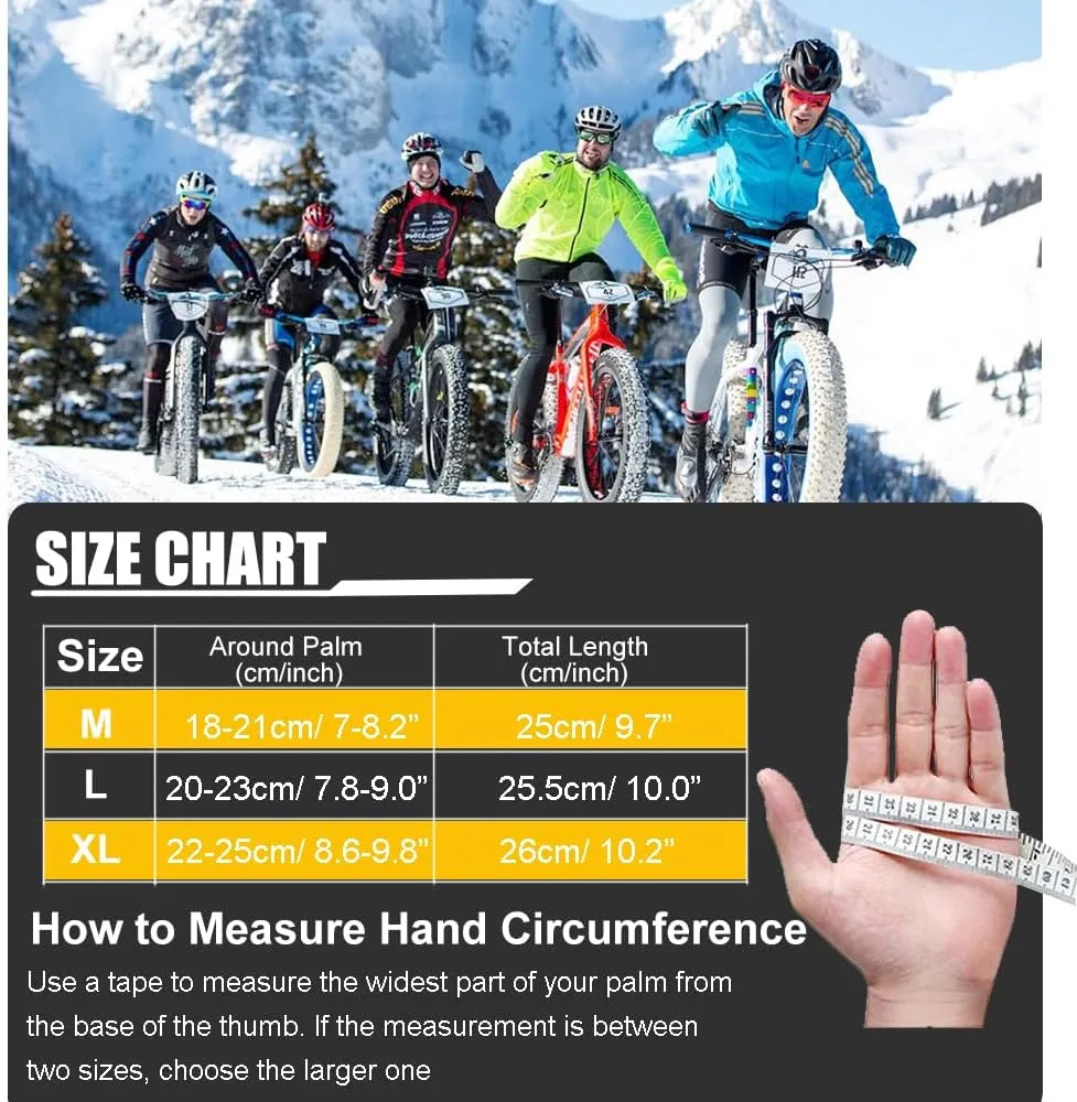 Winter Gloves - Waterproof Thermal Sport Gloves for Running, Cycling, Driving & Hiking - Touchscreen Compatible