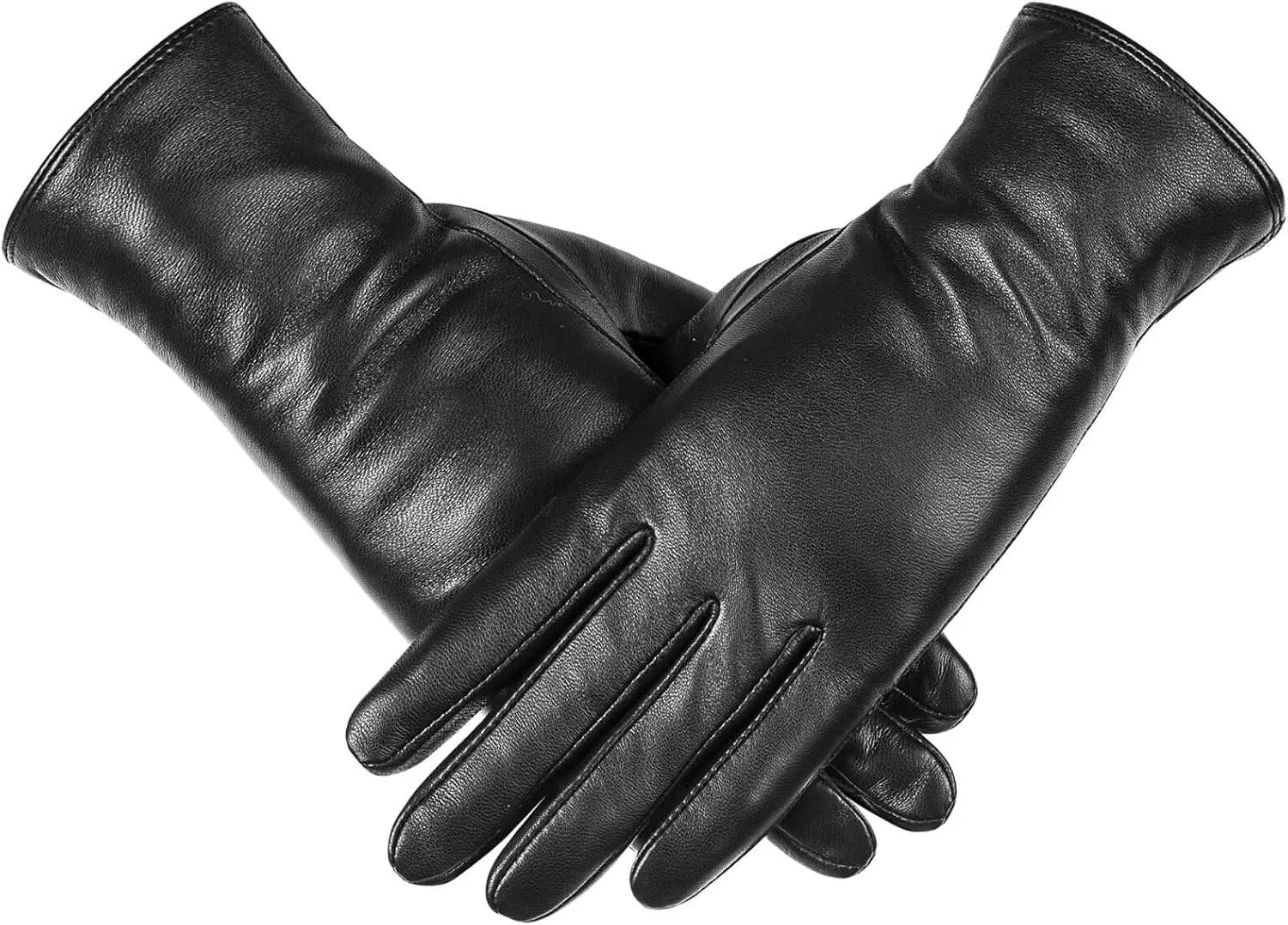 Winter Sheepskin Leather Gloves for Women, Fashion Driving Touchscreen Handwear with Thermal Cashmere Lining