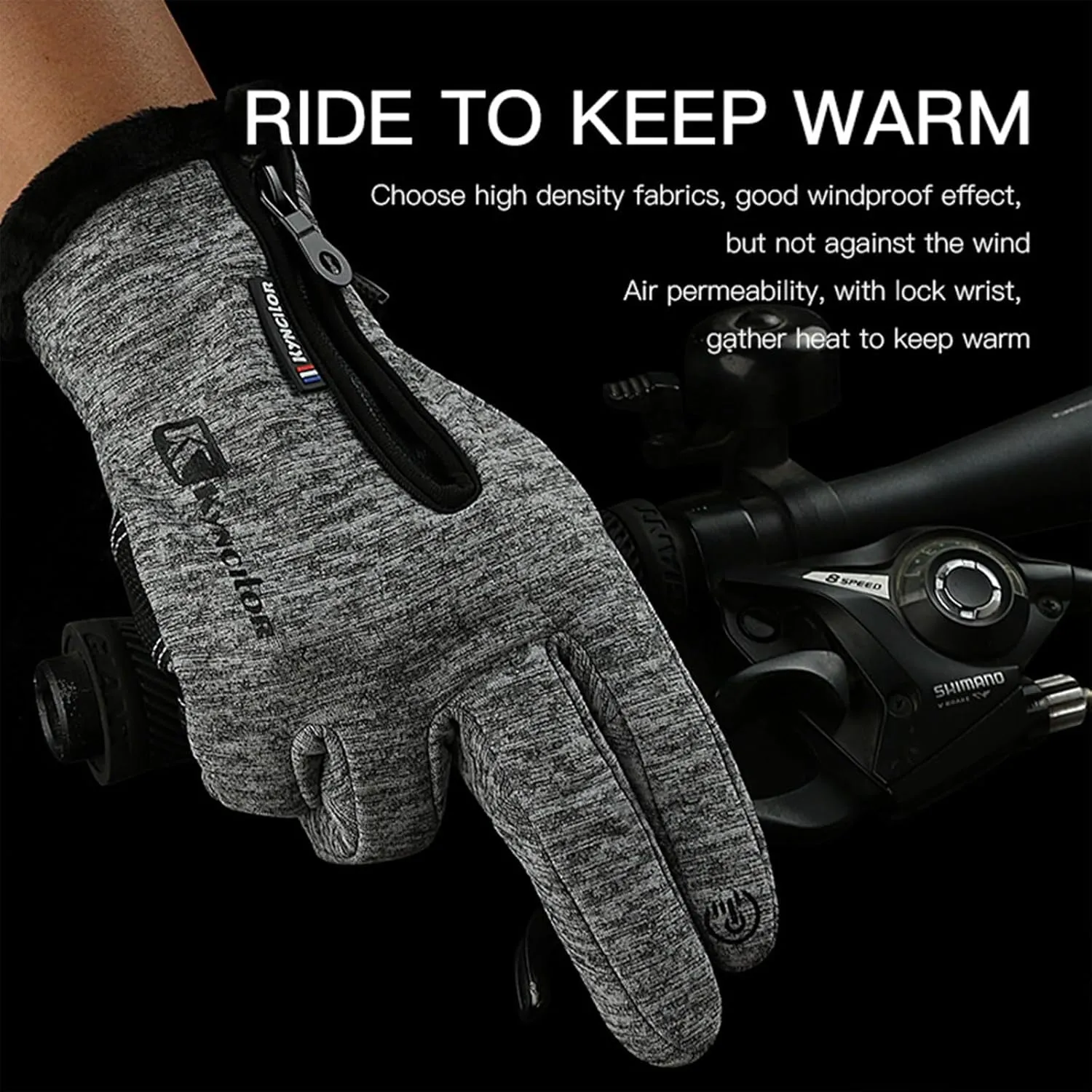 Winter Warm Gloves Men Women Touch Screen Waterproof Windproof Non-Slip Grips Glove, for Cycling Driving Running Hiking