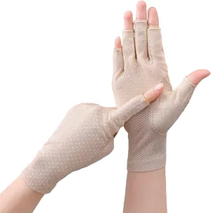 Women Driving Gloves Sun UV Protection Summer Outdoor Hiking UPF 50  Gloves Touchscreen Half-finger Gloves