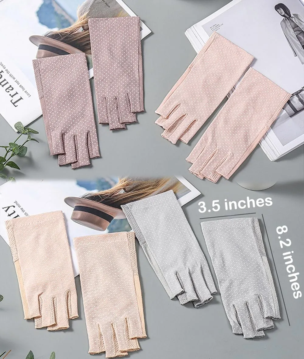 Women Driving Gloves Sun UV Protection Summer Outdoor Hiking UPF 50  Gloves Touchscreen Half-finger Gloves