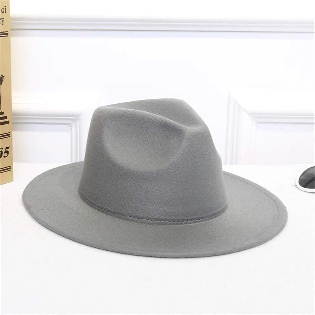 Women Lady Retro Classic Wide Brim Floppy Panama Hat Belt Buckle Summer UPF50  Wool Fedora Hat for Women