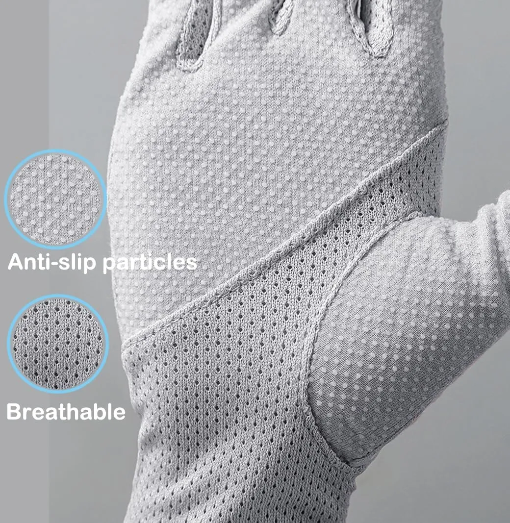 Women Sunblock Half Finger Gloves - Mesh Summer UV Protection Outdoor Nonslip Gloves for Hiking Driving Golfing