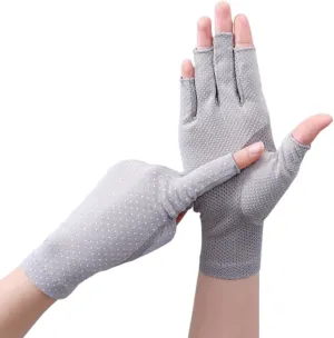 Women Sunblock Half Finger Gloves - Mesh Summer UV Protection Outdoor Nonslip Gloves for Hiking Driving Golfing