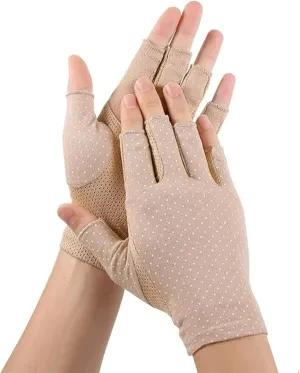 Women UV-Sun-Protection-Gloves Sunblock-Fingerless Non Slip Driving Gloves for Summer Outdoor