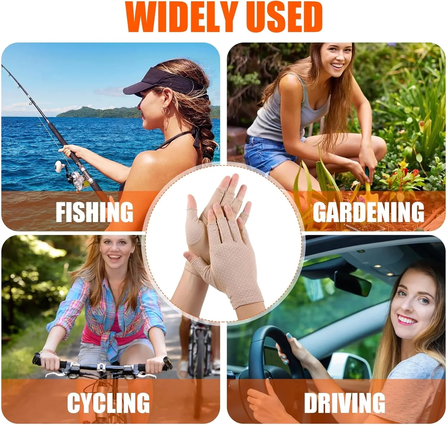 Women UV-Sun-Protection-Gloves Sunblock-Fingerless Non Slip Driving Gloves for Summer Outdoor