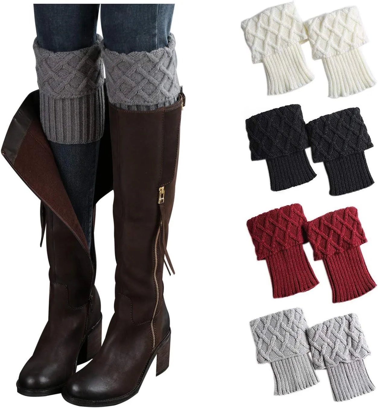 Women Winter Warm Crochet Knitted Boot Cuff Sock Short Leg Warmers