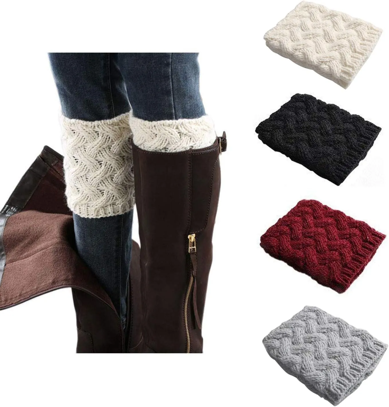 Women Winter Warm Crochet Knitted Boot Cuff Sock Short Leg Warmers