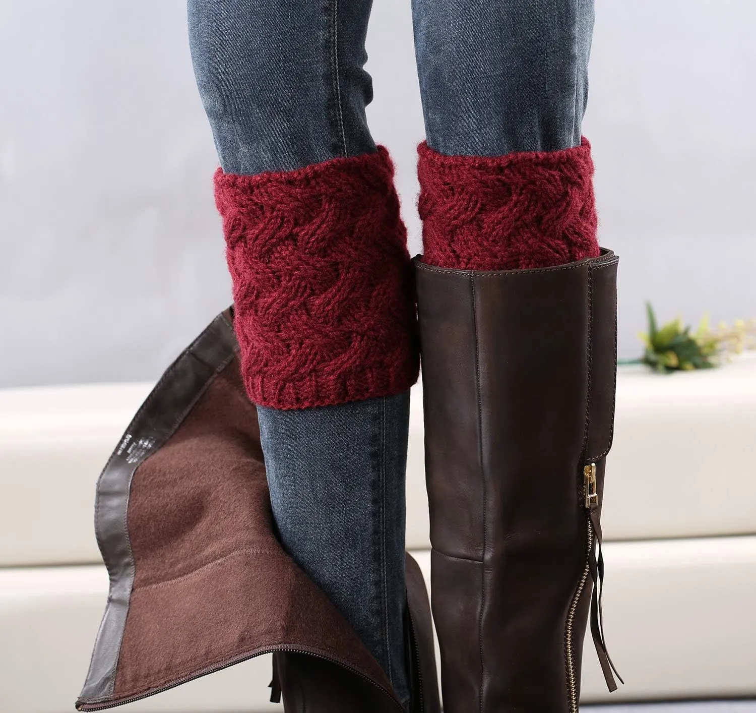 Women Winter Warm Crochet Knitted Boot Cuff Sock Short Leg Warmers