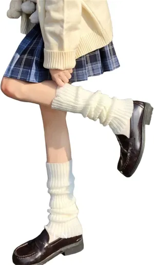 Women Y2k Leg Warmers Ribbed Knitted Harajuku Kawaii Leg Warmers Streetwear