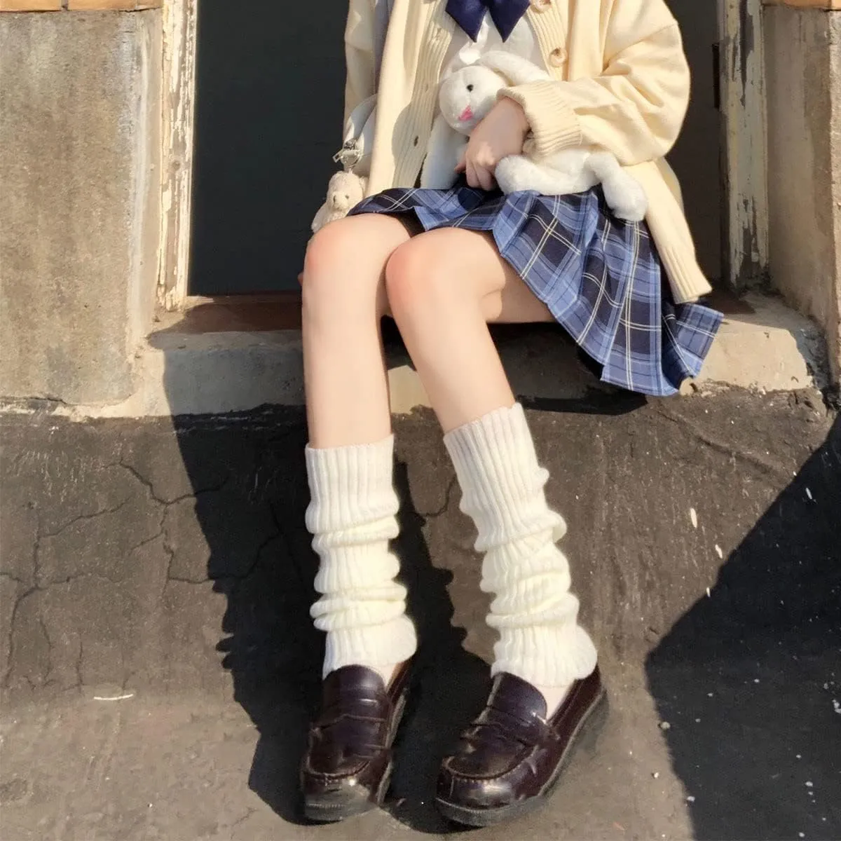 Women Y2k Leg Warmers Ribbed Knitted Harajuku Kawaii Leg Warmers Streetwear
