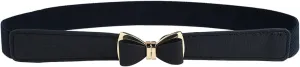 Womens 1" Width Bow Skinny Elastic Waist Belt Stretchy Belt Thin Belt