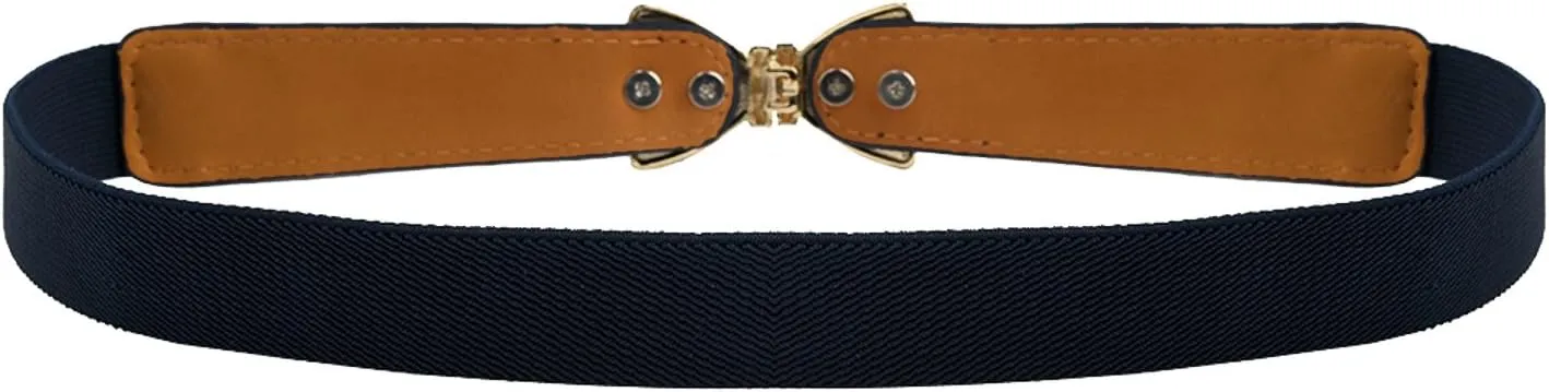 Womens 1" Width Bow Skinny Elastic Waist Belt Stretchy Belt Thin Belt