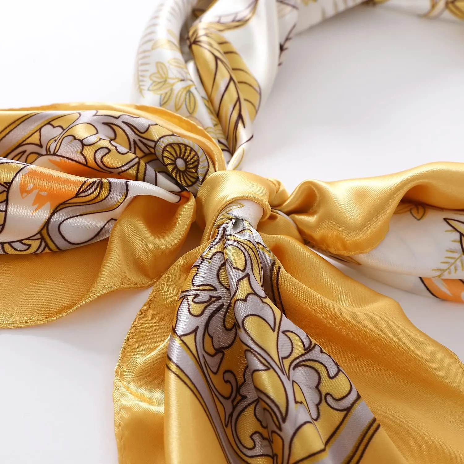 Women's 35" Satin Square Silk Like Hair Scarves and Wraps-Square Silk Head Scarf for wrapping hair