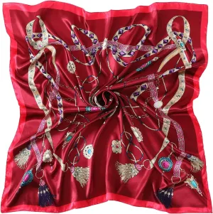 Women's 35" Satin Square Silk Like Hair Scarves and Wraps-Square Silk Head Scarf for wrapping hair
