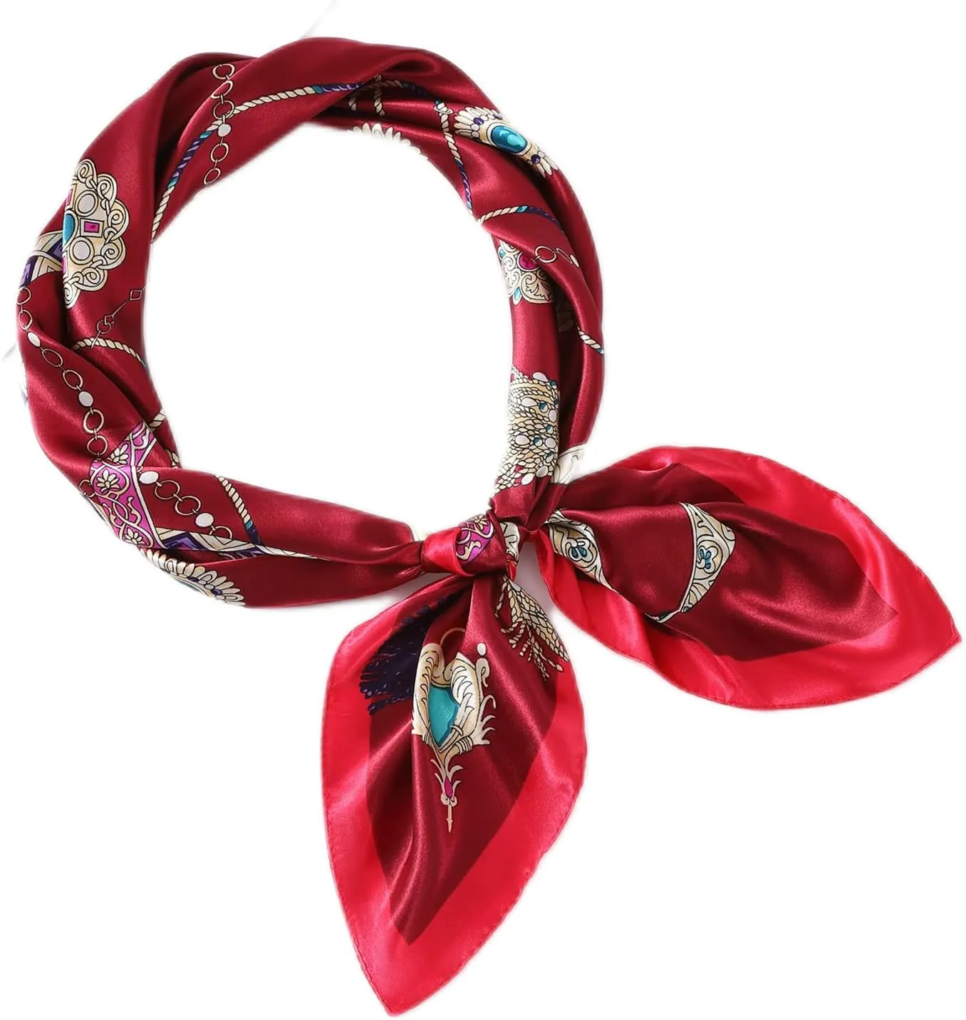 Women's 35" Satin Square Silk Like Hair Scarves and Wraps-Square Silk Head Scarf for wrapping hair