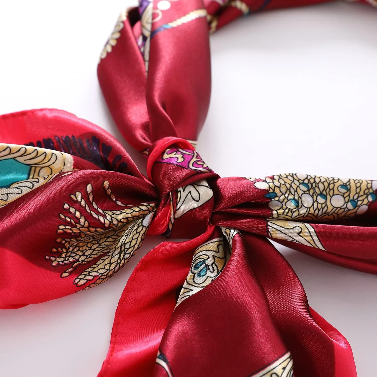 Women's 35" Satin Square Silk Like Hair Scarves and Wraps-Square Silk Head Scarf for wrapping hair