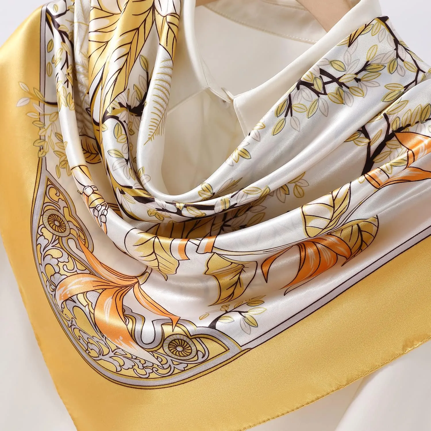 Women's 35" Satin Square Silk Like Hair Scarves and Wraps-Square Silk Head Scarf for wrapping hair