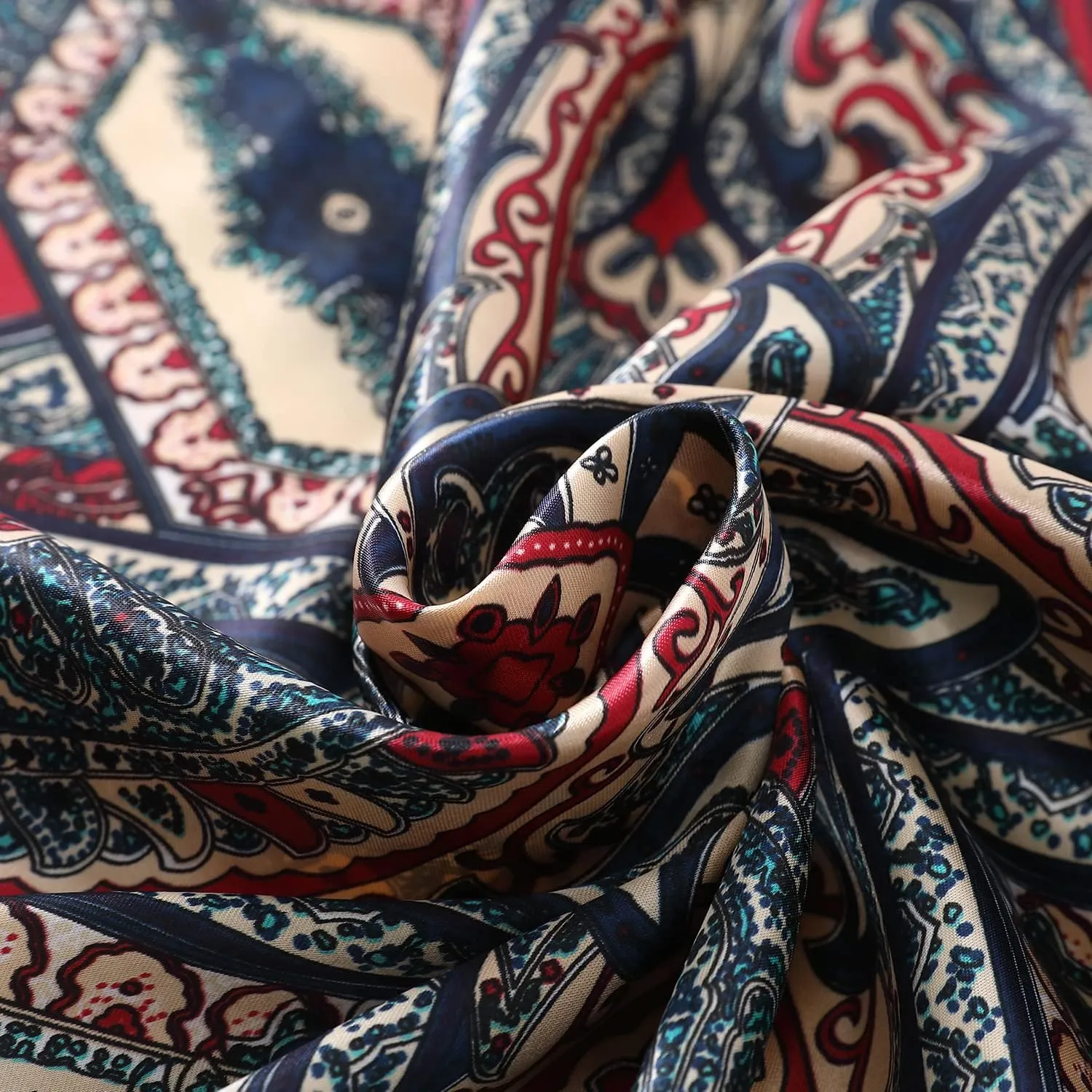 Women's 35" Satin Square Silk Like Hair Scarves and Wraps-Square Silk Head Scarf for wrapping hair