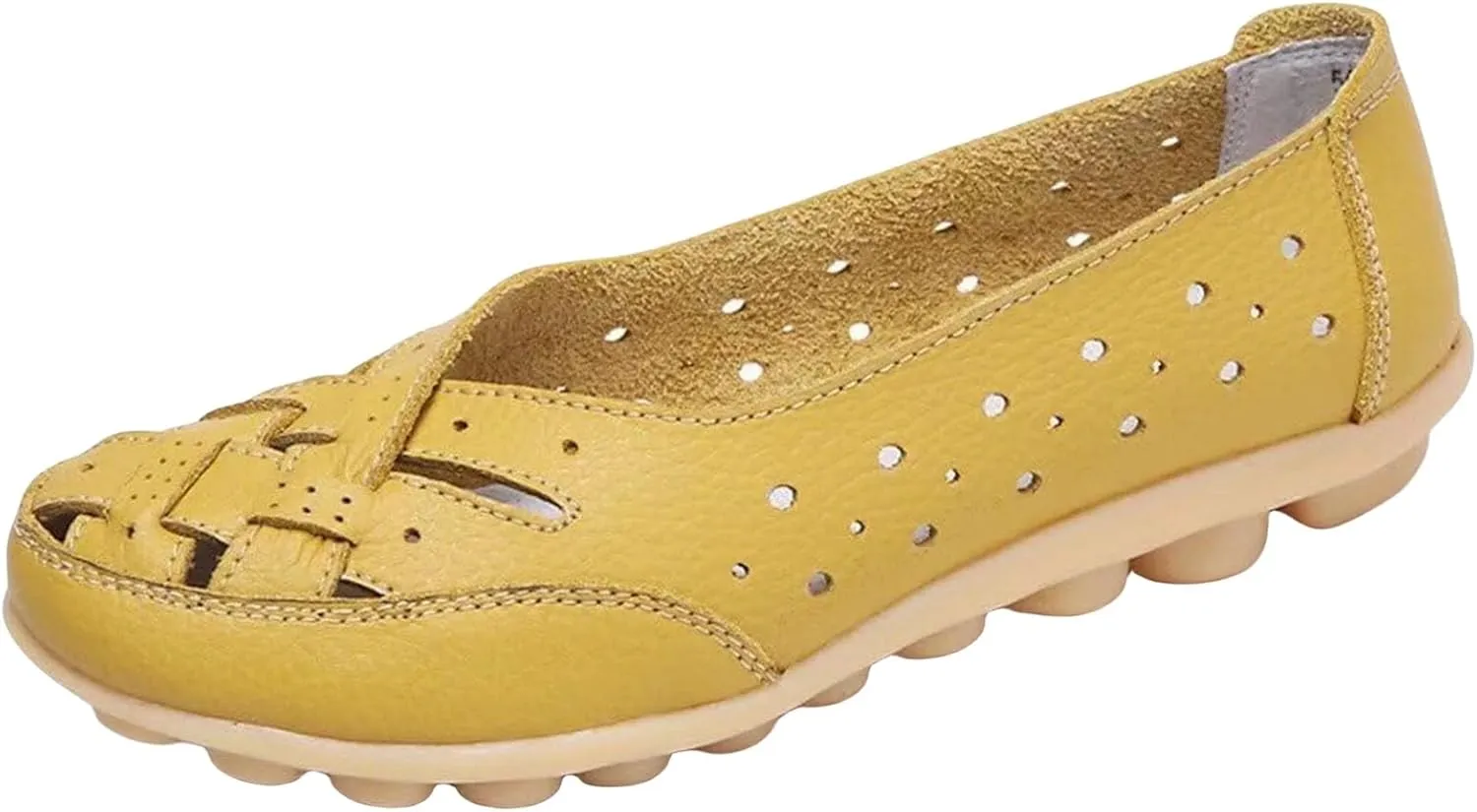 Women's Breathable Comfort Walking Office Flat Loafer Leather Flats Sandals, Slip-On Cutout Orthopedic Loafers for Women Fashion Casual Flats Comfortable Shoes Sandals