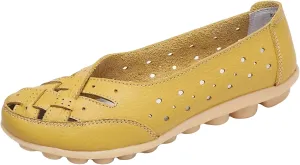 Women's Breathable Comfort Walking Office Flat Loafer Leather Flats Sandals, Slip-On Cutout Orthopedic Loafers for Women Fashion Casual Flats Comfortable Shoes Sandals