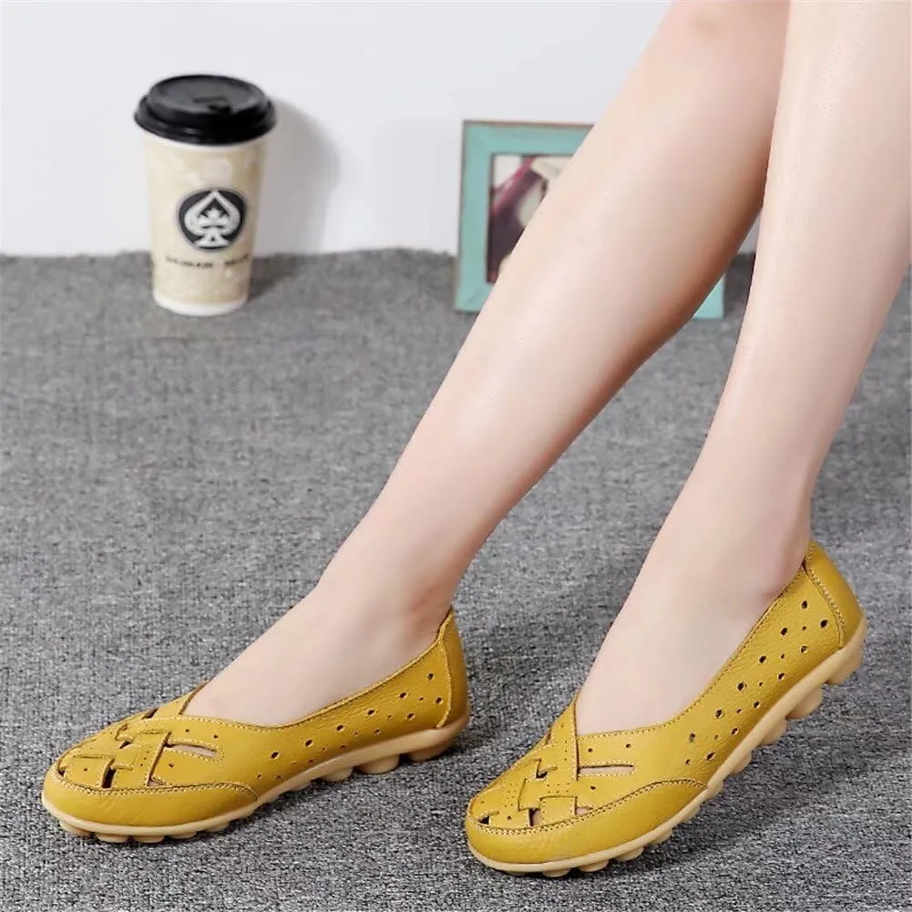 Women's Breathable Comfort Walking Office Flat Loafer Leather Flats Sandals, Slip-On Cutout Orthopedic Loafers for Women Fashion Casual Flats Comfortable Shoes Sandals