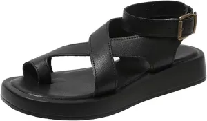 Women's Entry Ankle wrap Footbed Sandal with Comfort, Wide Widths Walking Sandals Comfortable Support Ankle Strap Platform Arch Summer Air Cushioned Beach Flat