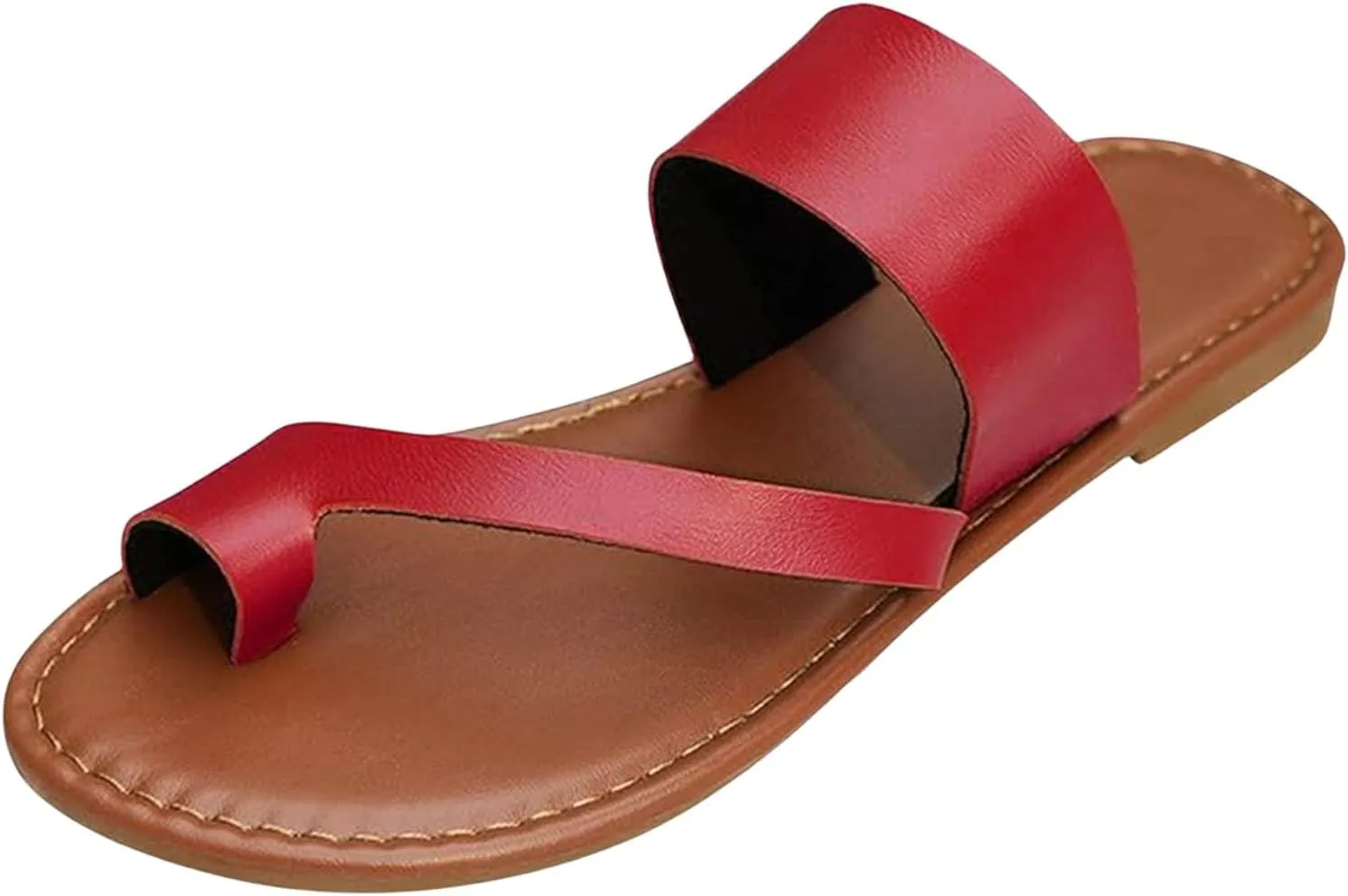 Women's Slide Sandals Dressy Summer Flat Comfortable Fashion Beach Slippers Clip Toe Leather Casual Sandals Lightweight Wide Width Footwear for Summer