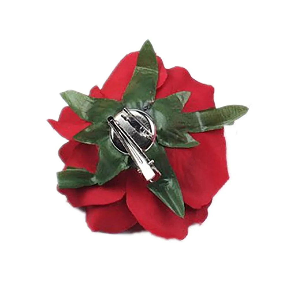 Women's Vintage Elegent Rose Flower Hairpin Hair Clip with Brooch for Party Travel Festivals (Black)