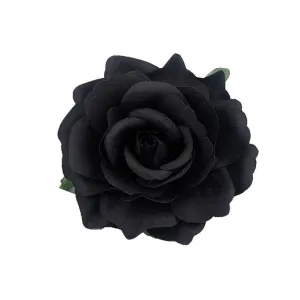 Women's Vintage Elegent Rose Flower Hairpin Hair Clip with Brooch for Party Travel Festivals (Black)
