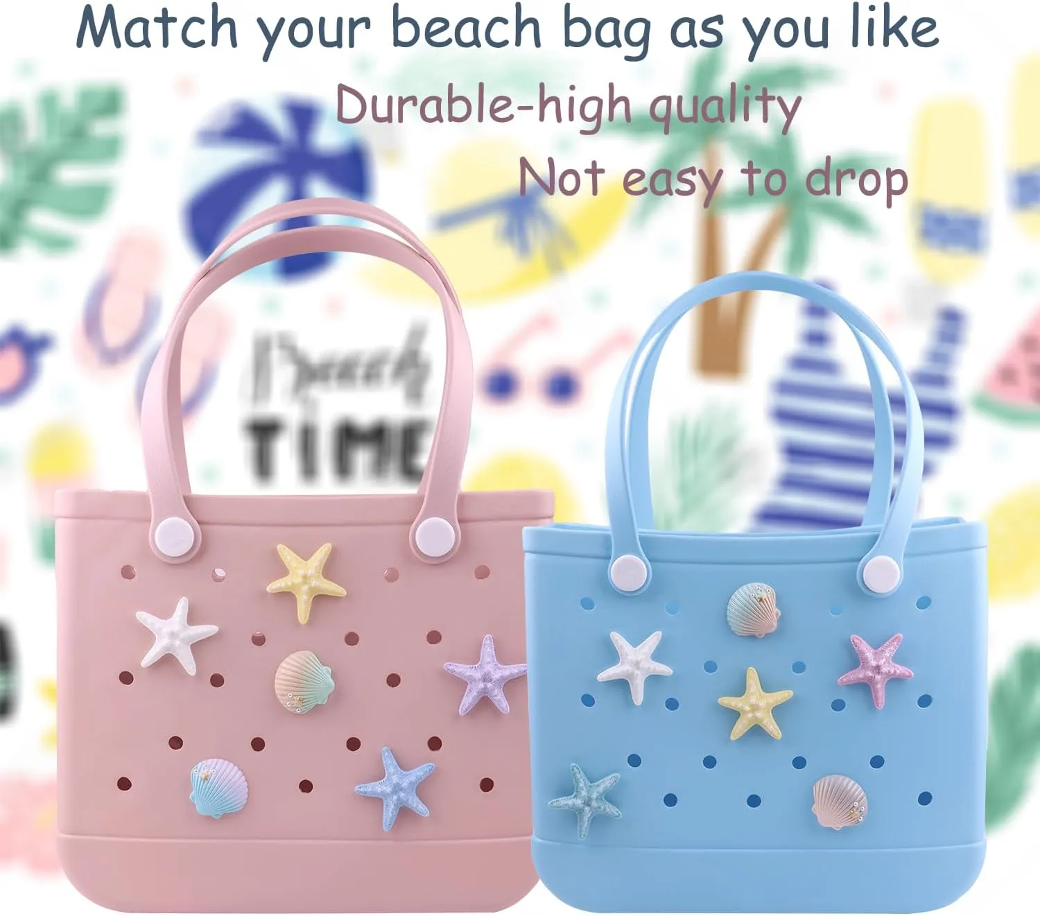 WORBSS Charms for Bogg Bag - Simple Modern Beach Bag Charms - Simply Southern Beach Tote Accessories, Decorative Insert for Rubber Beach Bag with Holes, Gift for Women & Girls & Ocean Party