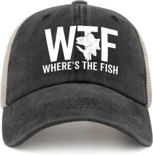 WTF Where's The Fish Hat for Women Dad Hats with Design Caps