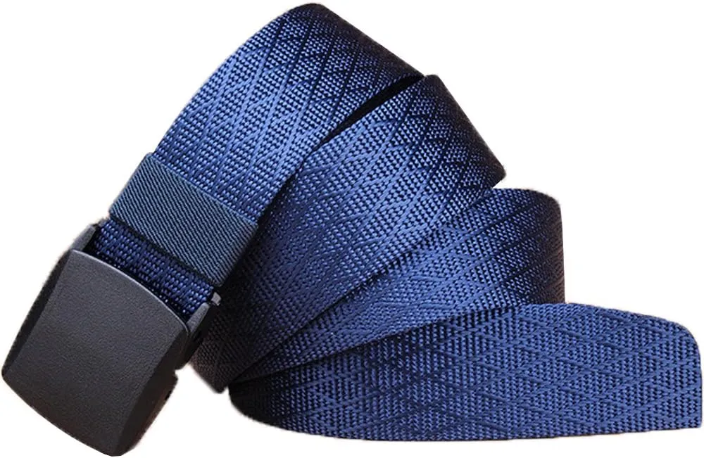 WYuZe Men's Military Tactical Web Belt, Casual Nylon Webbing with No Metal Buckle
