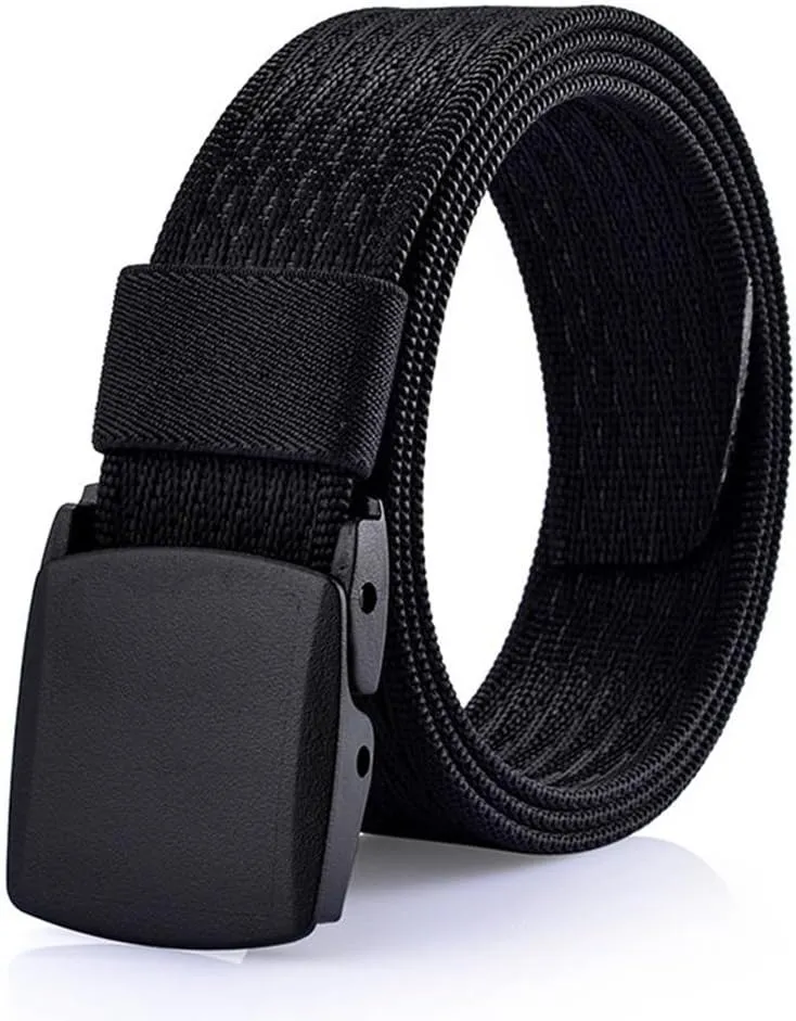 WYuZe Men's Military Tactical Web Belt, Casual Nylon Webbing with No Metal Buckle