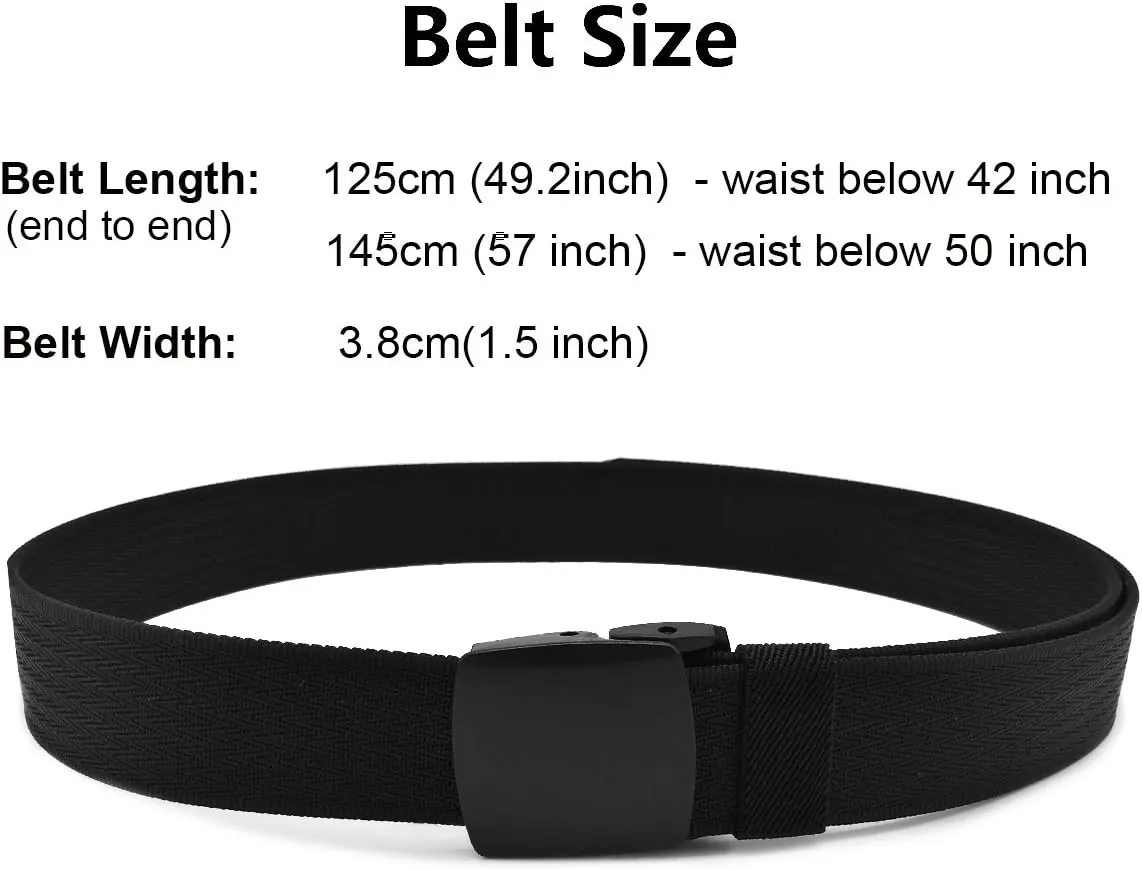 WYuZe Men's Military Tactical Web Belt, Casual Nylon Webbing with No Metal Buckle