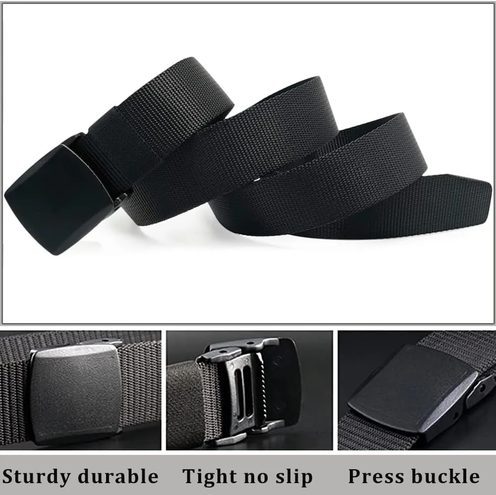 WYuZe Men's Military Tactical Web Belt, Casual Nylon Webbing with No Metal Buckle