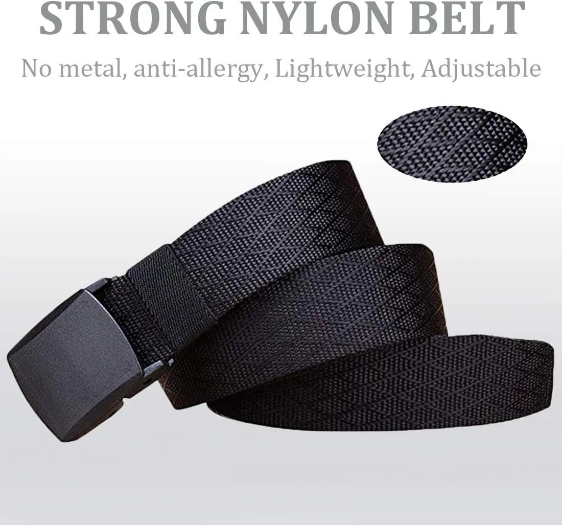 WYuZe Men's Military Tactical Web Belt, Casual Nylon Webbing with No Metal Buckle