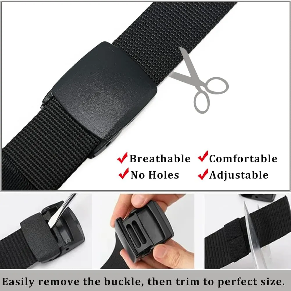 WYuZe Men's Military Tactical Web Belt, Casual Nylon Webbing with No Metal Buckle