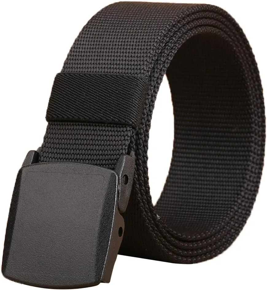 WYuZe Men's Military Tactical Web Belt, Casual Nylon Webbing with No Metal Buckle